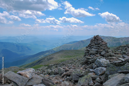 View of hiking Carine and Mountains in the Presidential Range from Mount Washington New Hampshire  © JMP Traveler