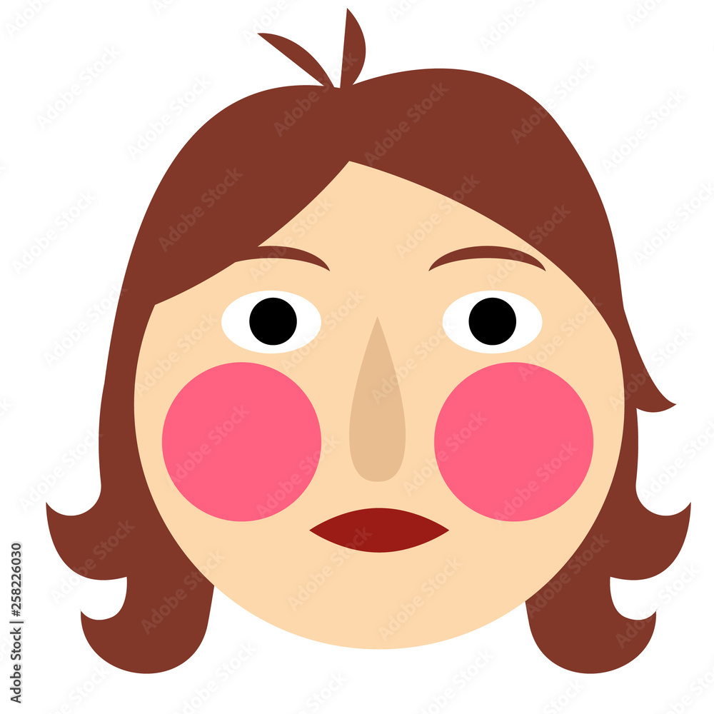 woman face flat illustration on white
