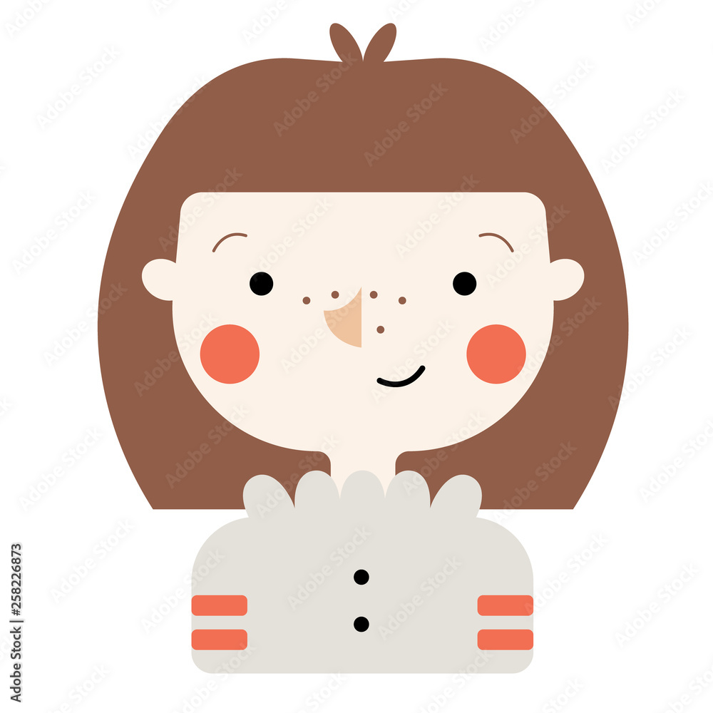 woman face flat illustration on white