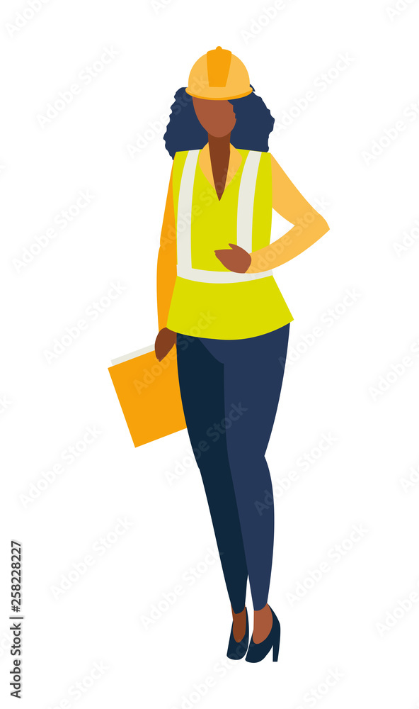 female industrial black worker character
