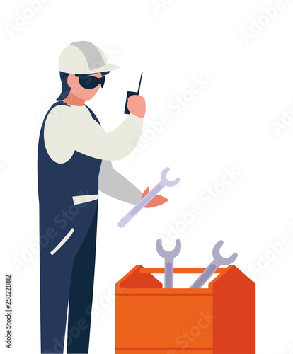 industrial worker with toolbox avatar character