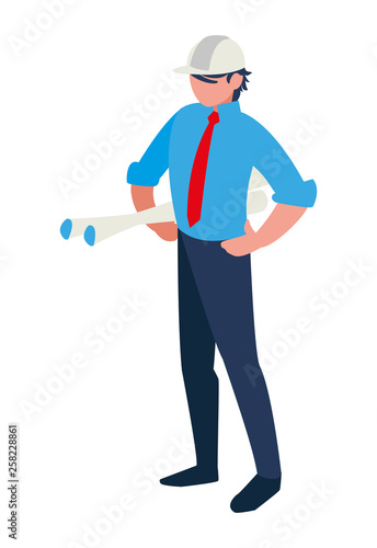 elegant engineer with planes paper