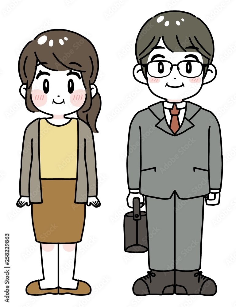 スーツの男性と私服の女性 イラスト Stock Illustration Adobe Stock