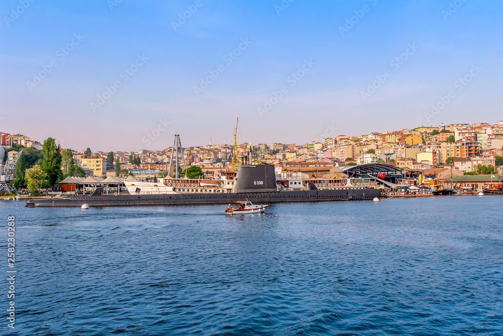 Istanbul, Turkey, 17 May 2015: Submarine, Rahmi Koc Museum, Golden Horn, Beyoglu