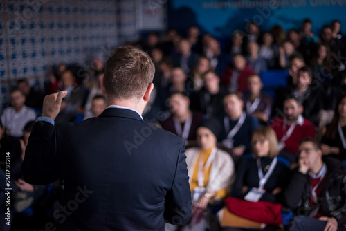 successful businessman giving presentations at conference room © .shock