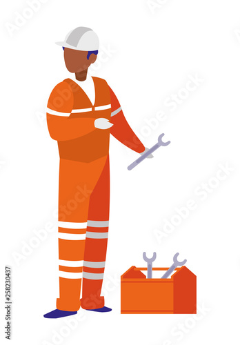 industrial worker with toolbox avatar character
