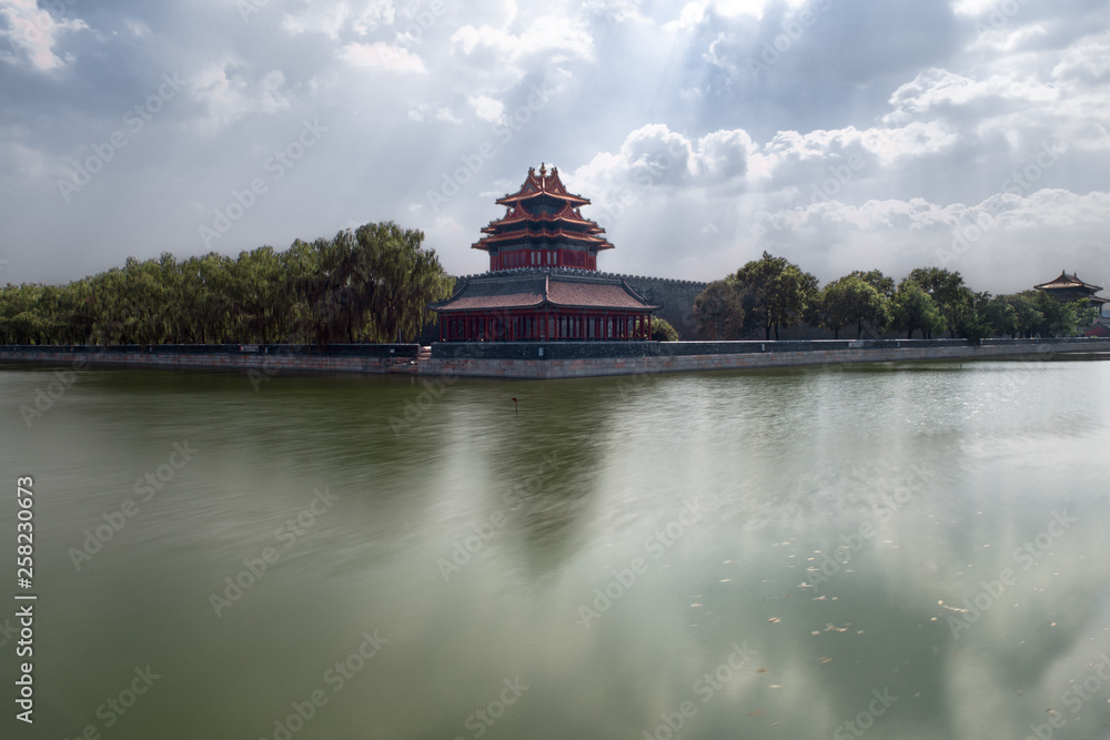Corner Watchtower of the Imperial Palace in Beijing Forbidden City, Beijing, China Corner Watchtower of the Imperial Palace in Beijing Forbidden City, Beijing, China