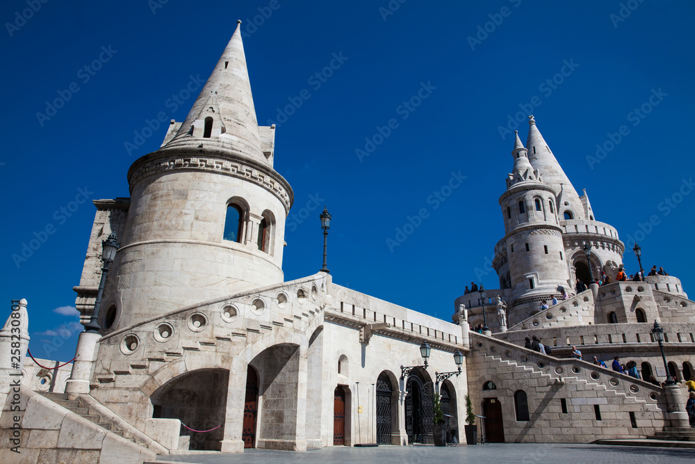 Fisherman Bastion a terrace located on the Buda bank of the Danube at the Castle hill built on 1902