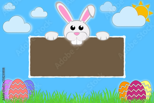 easter card with bunny and eggs