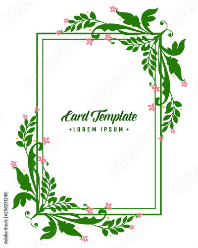 Vector illustration invitation card template with design green leafy floral frame