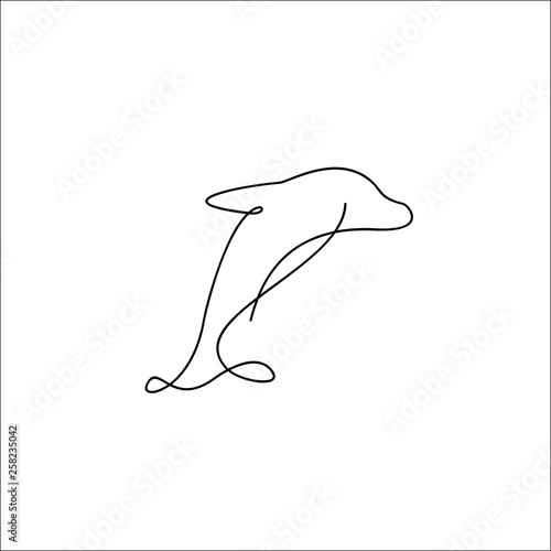 one line art dolphin logo design