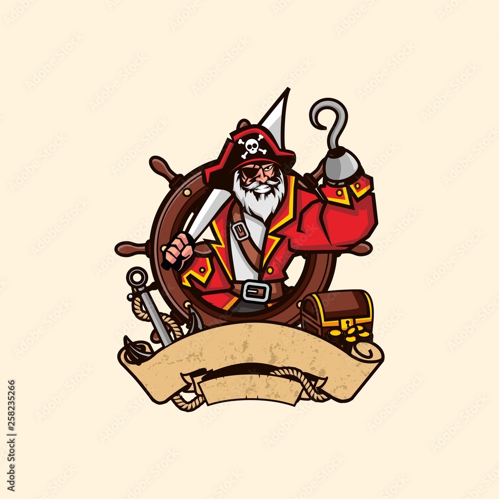 Pirate character logo template,