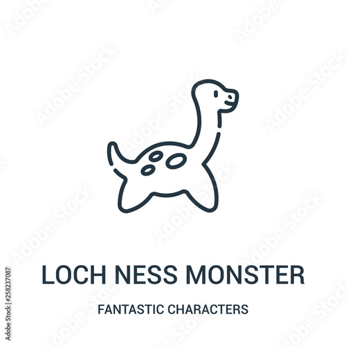 loch ness monster icon vector from fantastic characters collection. Thin line loch ness monster outline icon vector illustration.