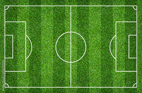 Football field or soccer field for background. Green lawn court for create game.