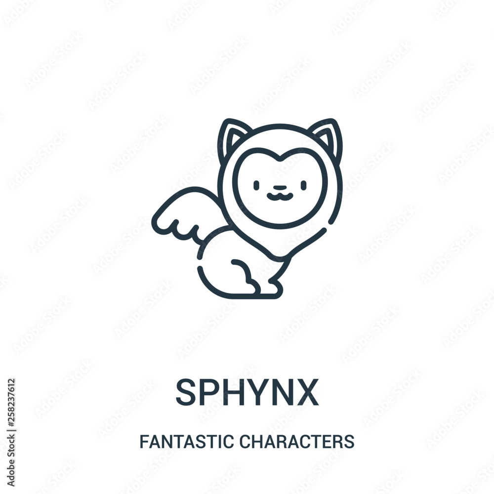 sphynx icon vector from fantastic characters collection. Thin line sphynx outline icon vector illustration. sphynx icon vector from fantastic characters collection. Thin line sphynx outline icon vector illustration.
