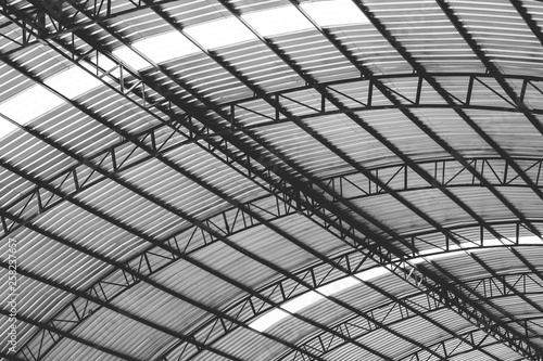 Steel roof structure background.