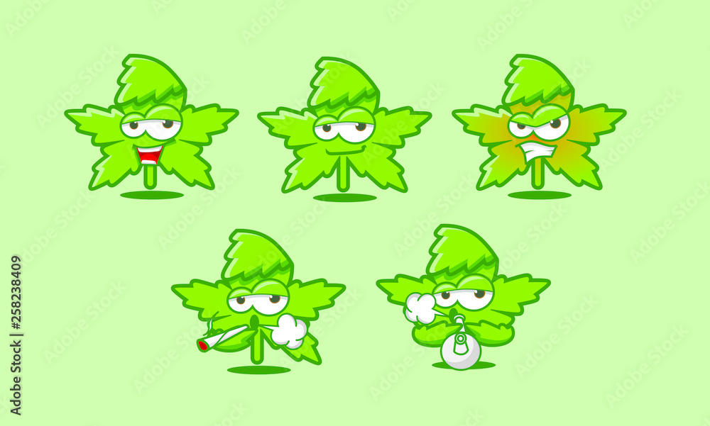 Obraz premium marijuana character mascot cartoon set 