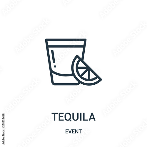 tequila icon vector from event collection. Thin line tequila outline icon vector illustration.