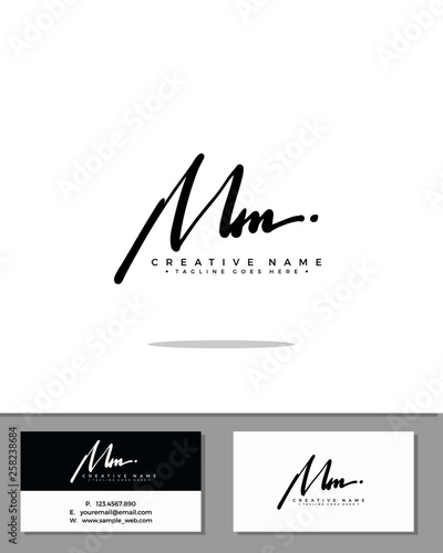 M MM initial handwriting logo template vector.  signature logo concept photo