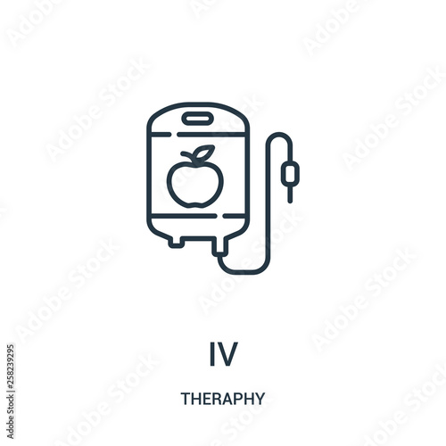 iv icon vector from theraphy collection. Thin line iv outline icon vector illustration.