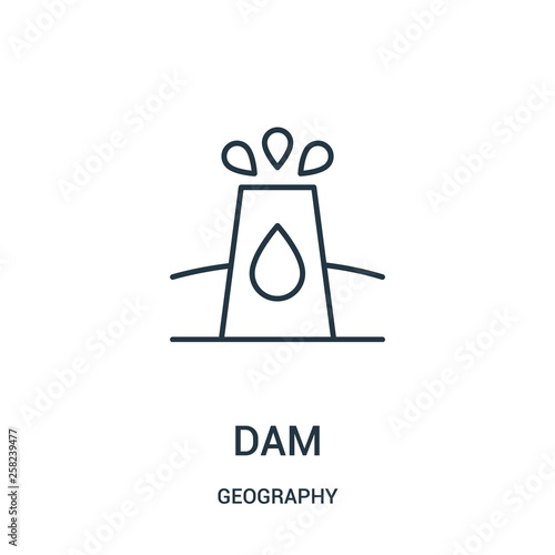 dam icon vector from geography collection. Thin line dam outline icon vector illustration.