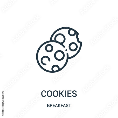 cookies icon vector from breakfast collection. Thin line cookies outline icon vector illustration.