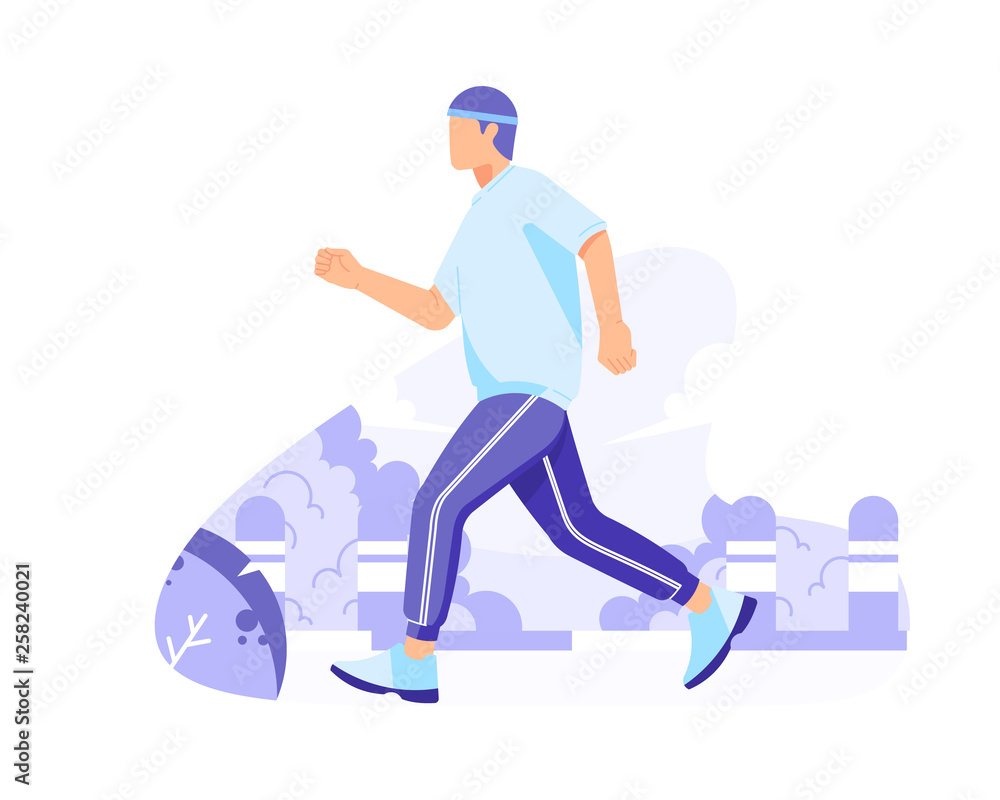 Running for health in the park vector flat illustration Running for health in the park vector flat illustration