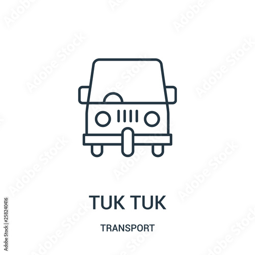 tuk tuk icon vector from transport collection. Thin line tuk tuk outline icon vector illustration.
