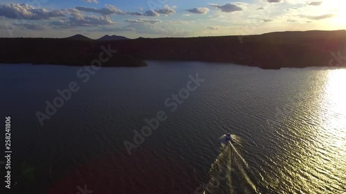 Boat sailing in Xingó Canyons at Piranhas's River in Brazil