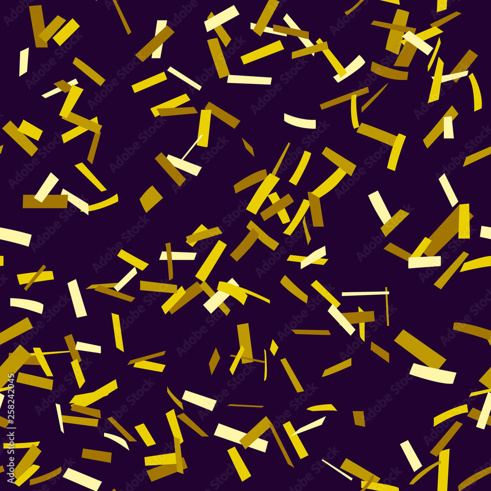 Gold confetti stripes seamless pattern on dark background Gold confetti stripes seamless pattern on dark background