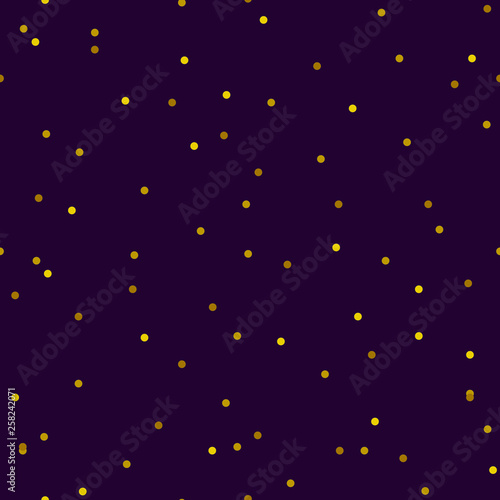 Gold tiny confetti dots seamless pattern on dark background