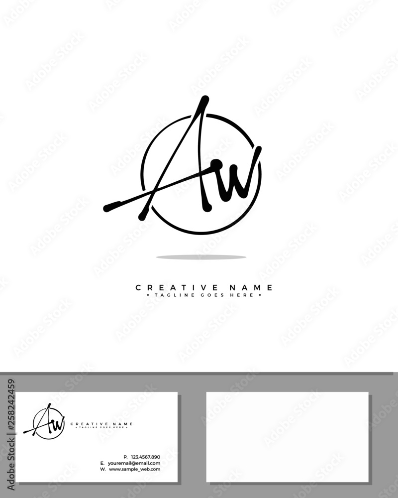 Valokuva A W AW initial handwriting logo template vector