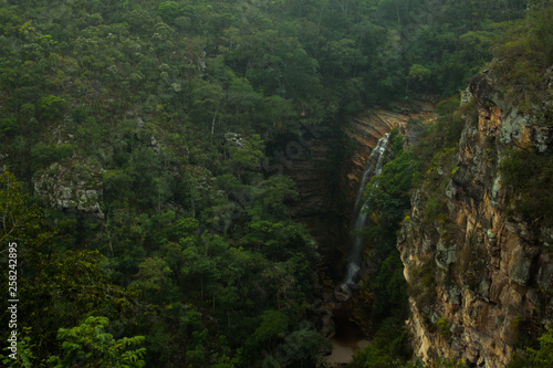 Lençóis/Bahia/Brasil-08/28/2018- Waterfall of the Mosquitos, in the Chapada Diamantina, is one of the most beautiful and unique with access for wheelchair users in the high part.