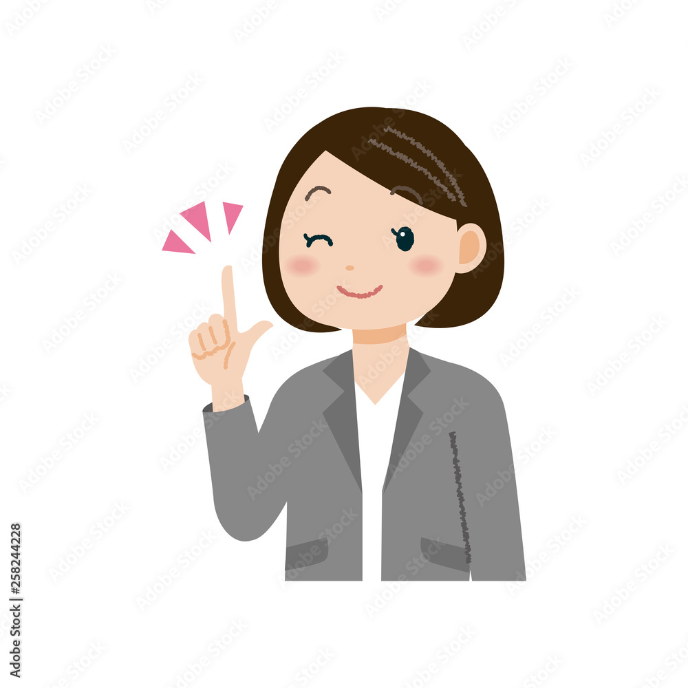 指を差すスーツ姿の女性 指を差すスーツ姿の女性