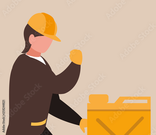 industrial worker with fuel tank