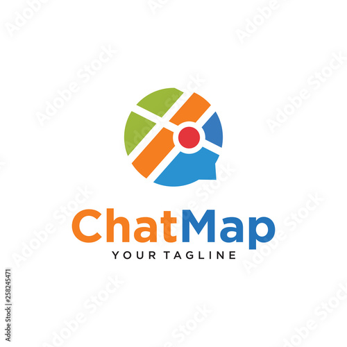 Cuadro en lienzo bubble chat map logo