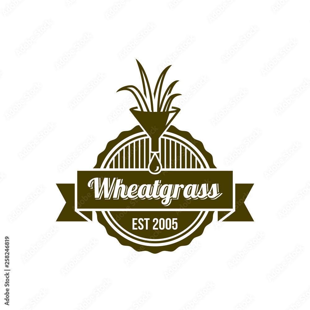 Obraz premium Round logo wheat grass juice