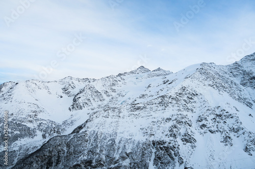 Mountain range of Caucasian Mountains view. Cheget, Russia.