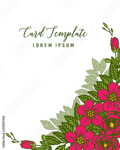 Vector illustration crowd of green leafy flower frame for card template shape