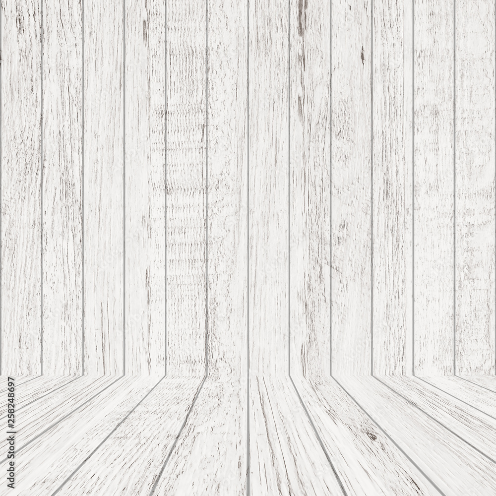 Fototapeta premium Vintage wood pattern texture in perspective view for background. Empty wooden room background.