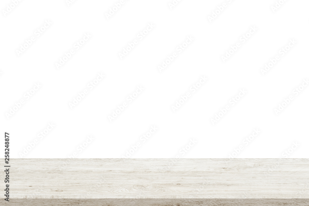Empty wooden table top isolated on white background - can be used for display or montage your product. Empty wooden table top isolated on white background - can be used for display or montage your product.