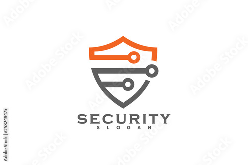tech shield security logo design template element