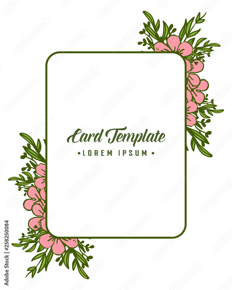 Vector illustration beautiful pink flower frame with template cards