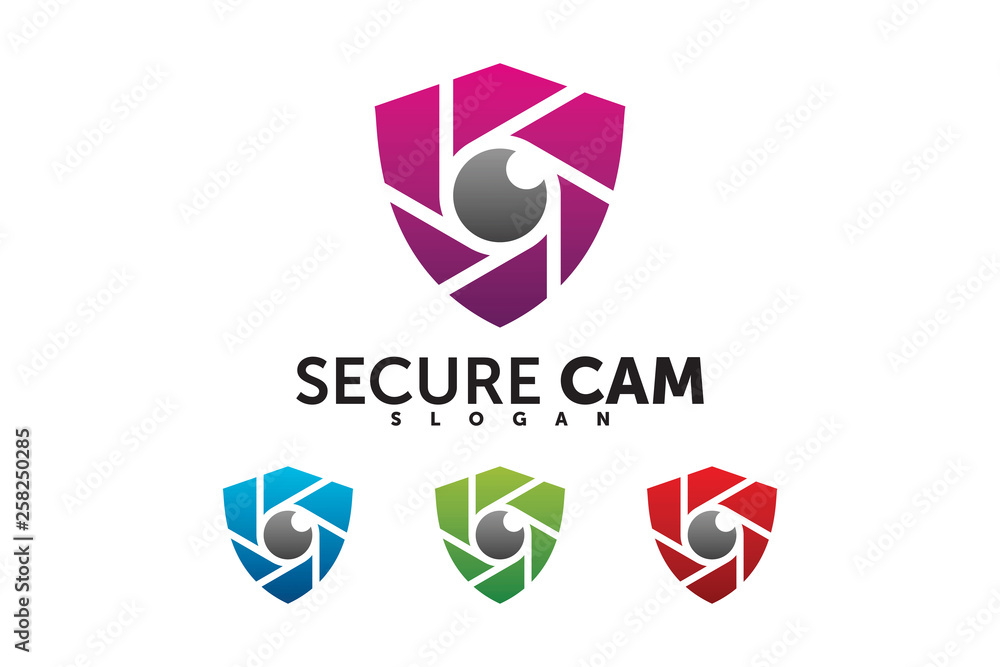 camera shield security logo company template element camera shield security logo company template element