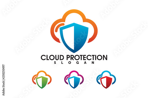 cloud security shield protection logo company design template element
