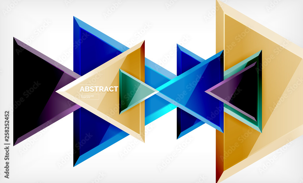 Triangular low poly background design, multicolored triangles