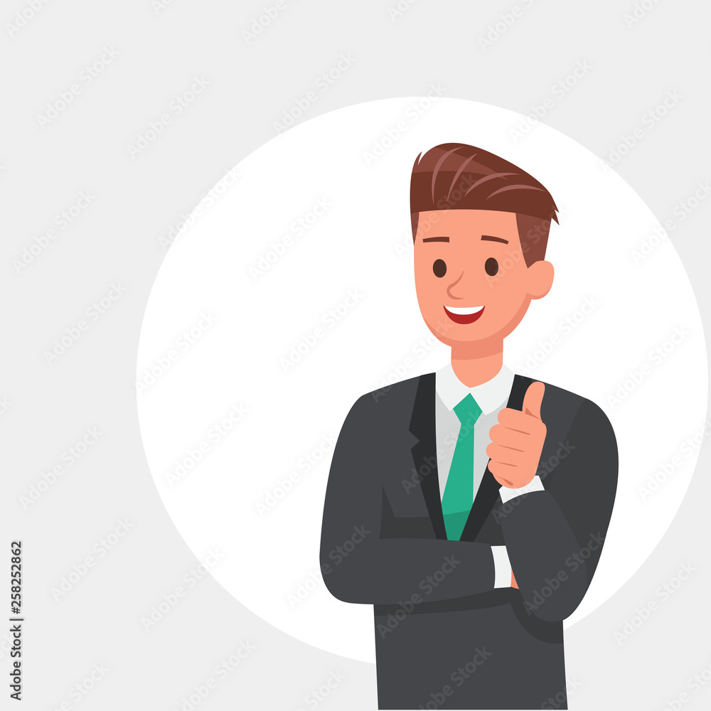 Businessman smile Thumb Up Like character vector design