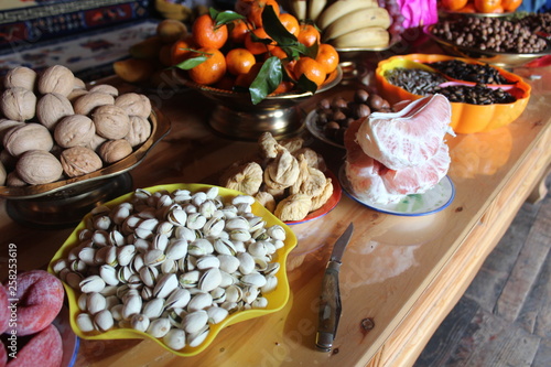 Food and Snacks to celebrate Losar Tibetan New Year in Amdo Tibet Qinghai China