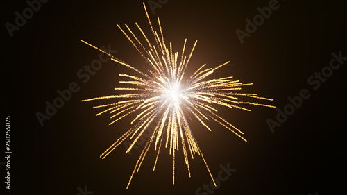 Black background  digital signature with explosive particles  object cracks and deep space The particles are light waves in yellow gold.