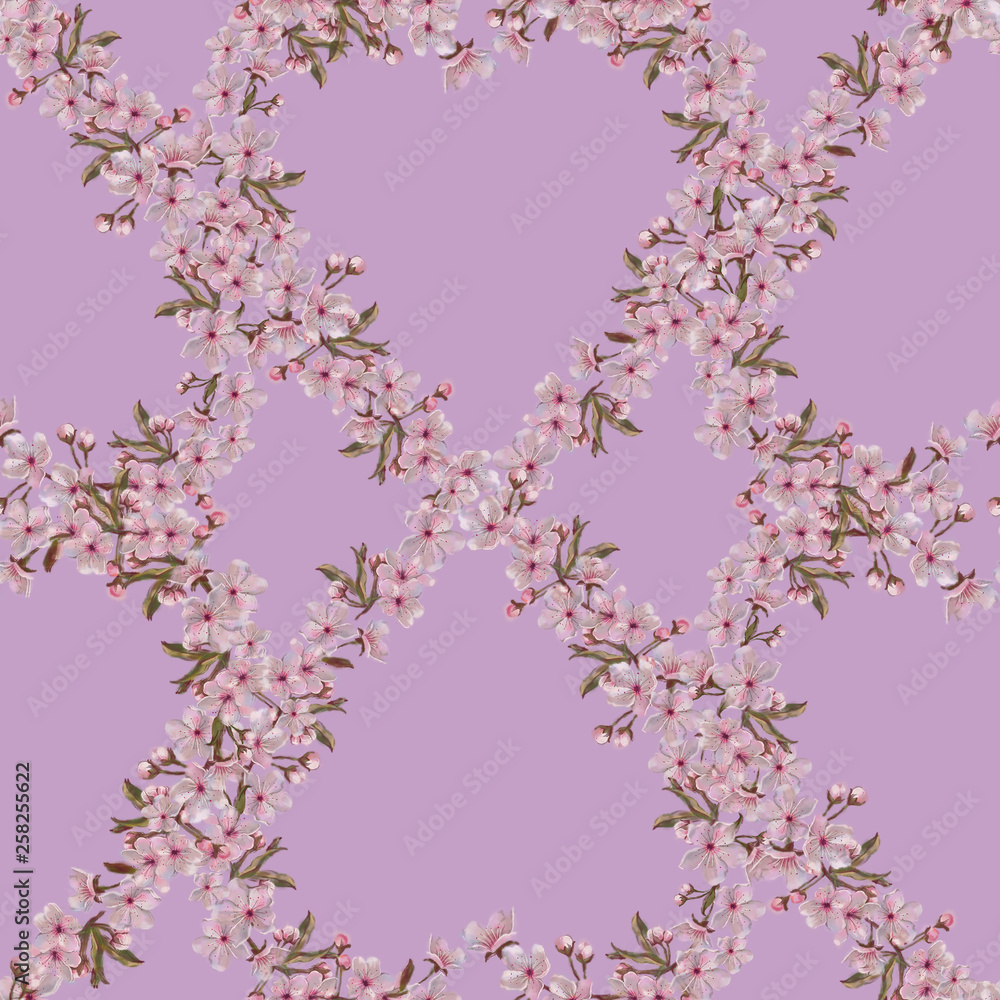 Pink Floral Heart Wreath Seamless Pattern. Floral Continuous Design for Print, Background, Gift Wrap, Wallpaper, and Textile.